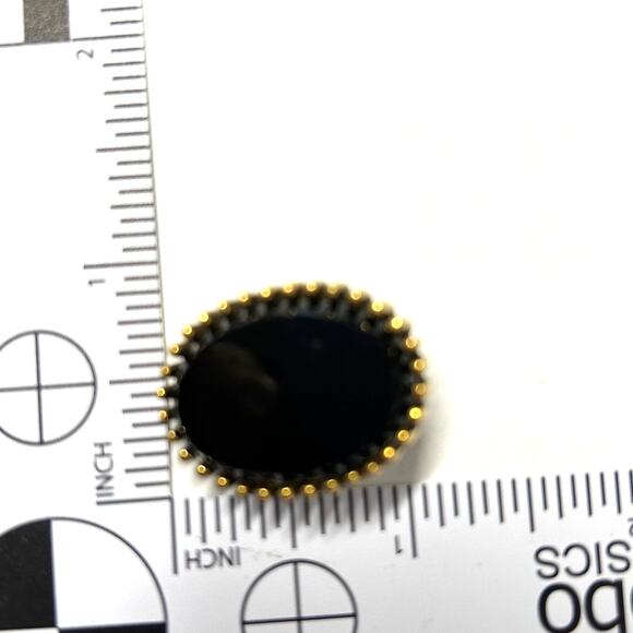 Vintage Goldette Black Glass Clip On Earrings on Original Card - Picture 7 of 7